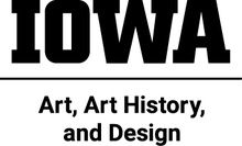 IOWA Art, Art History, and Design Logo - Stacked -Black IOWA text and Black Art, Art History, and Design text