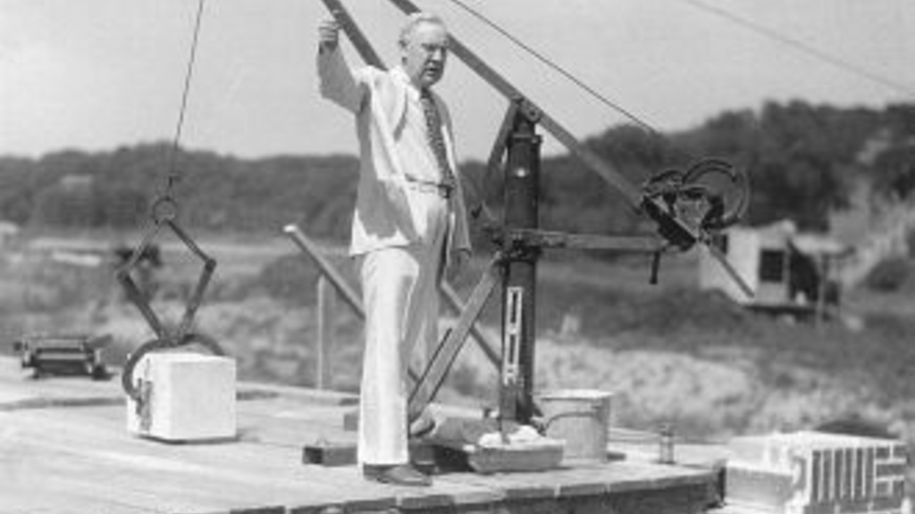This is a picture of President Walter Jessup on top of the Art Building